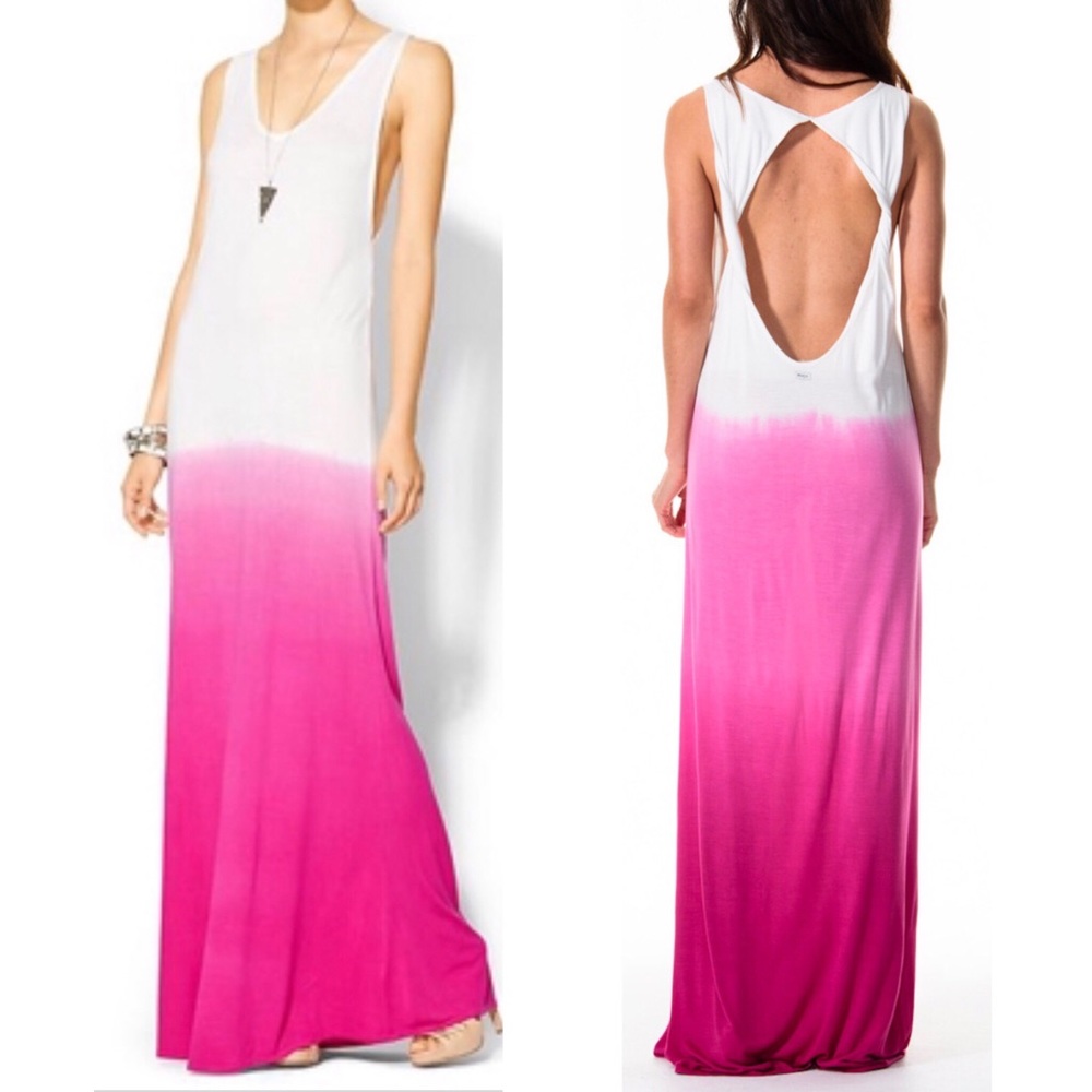 RVCA Dahomey Pink Tie Dye Ombre Maxi Dress